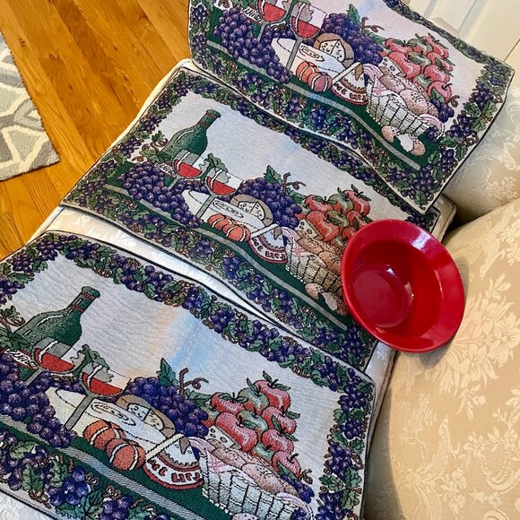 3 Tapestry Placemats + Earthenware Bowl - Picture 4 of 11